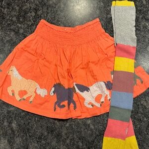 Mini Boden Horse Pony Applique Skirt with matching leggings  - Girls size 9-10Y